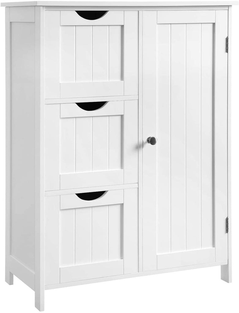 VASAGLE Floor Cabinet with 3 Drawers and Adjustable Shelf White