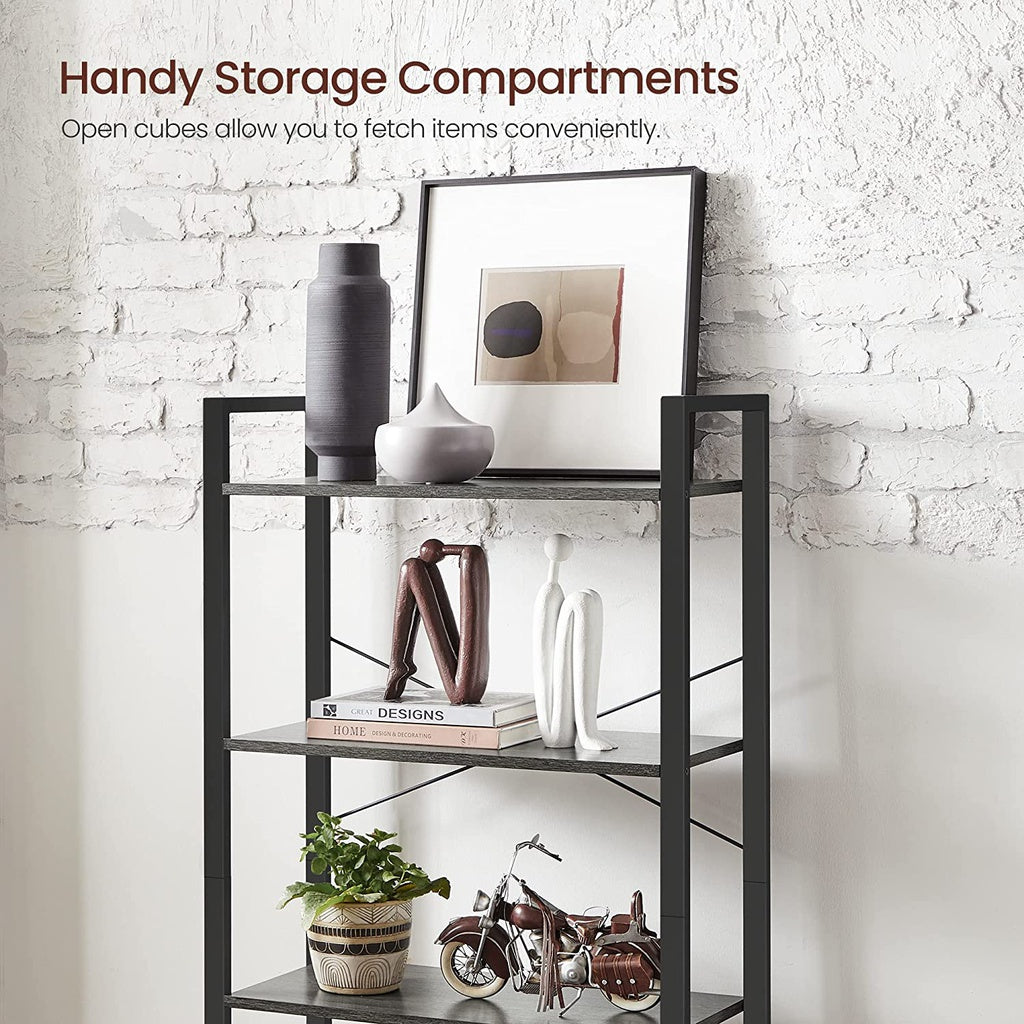 VASAGLE 4 Tier Bookshelf Charcoal Grey and Black