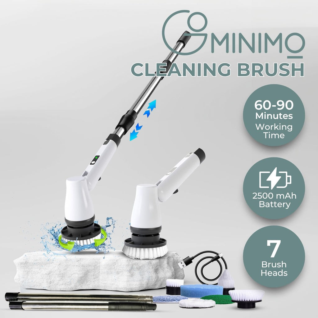 GOMINIMO Cordless Electric Spin Scrubber with 7 Replaceable Brush Heads