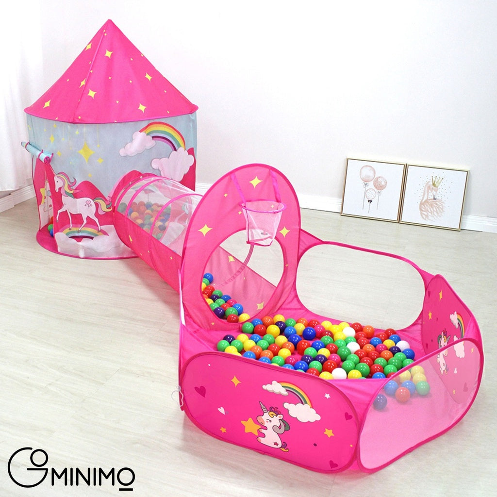 GOMINIMO 3 in 1 Unicorn Style Kids Play Tent - Pink