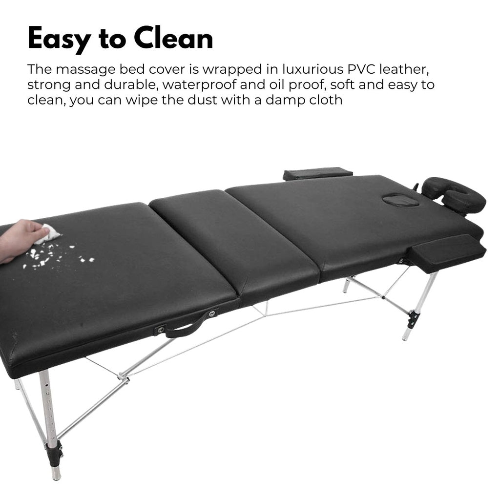 ONIREST 3 Fold Adjustable Portable Massage Bed （Black）