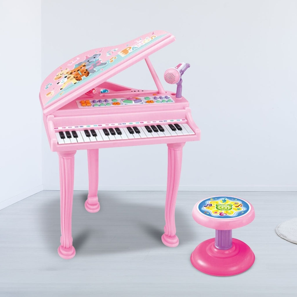 GOMINIMO Kids Electronic Piano Keyboard Toy with Microphone and Chair (Pink) GO-MAT-102-XC