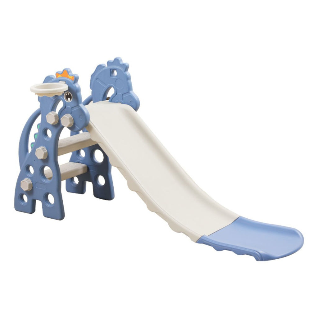 GOMINIMO Kids Slide with Basketball Hoop (Blue Horse)