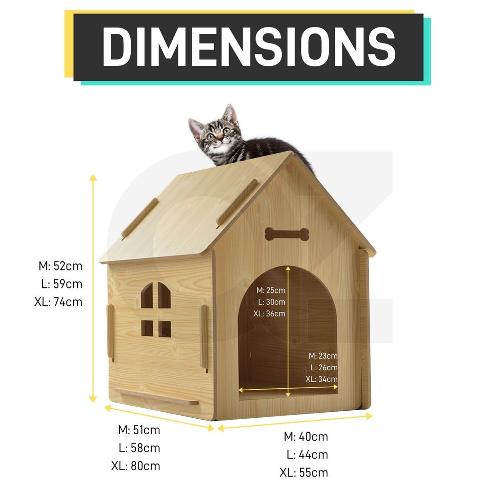 Floofi Wooden Pet House Without Door (L Yellow)