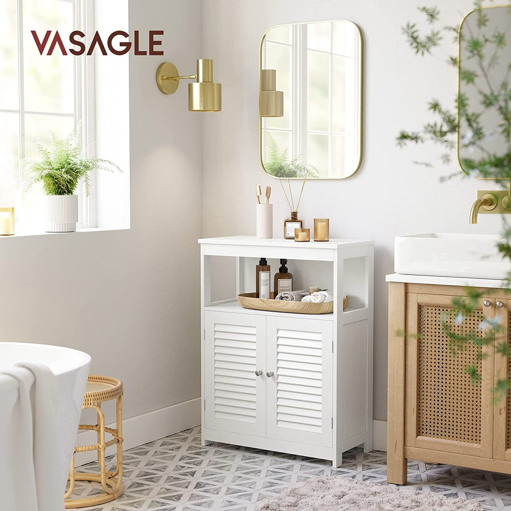 VASAGLE Floor Cabinet with Shelf and 2 Doors White