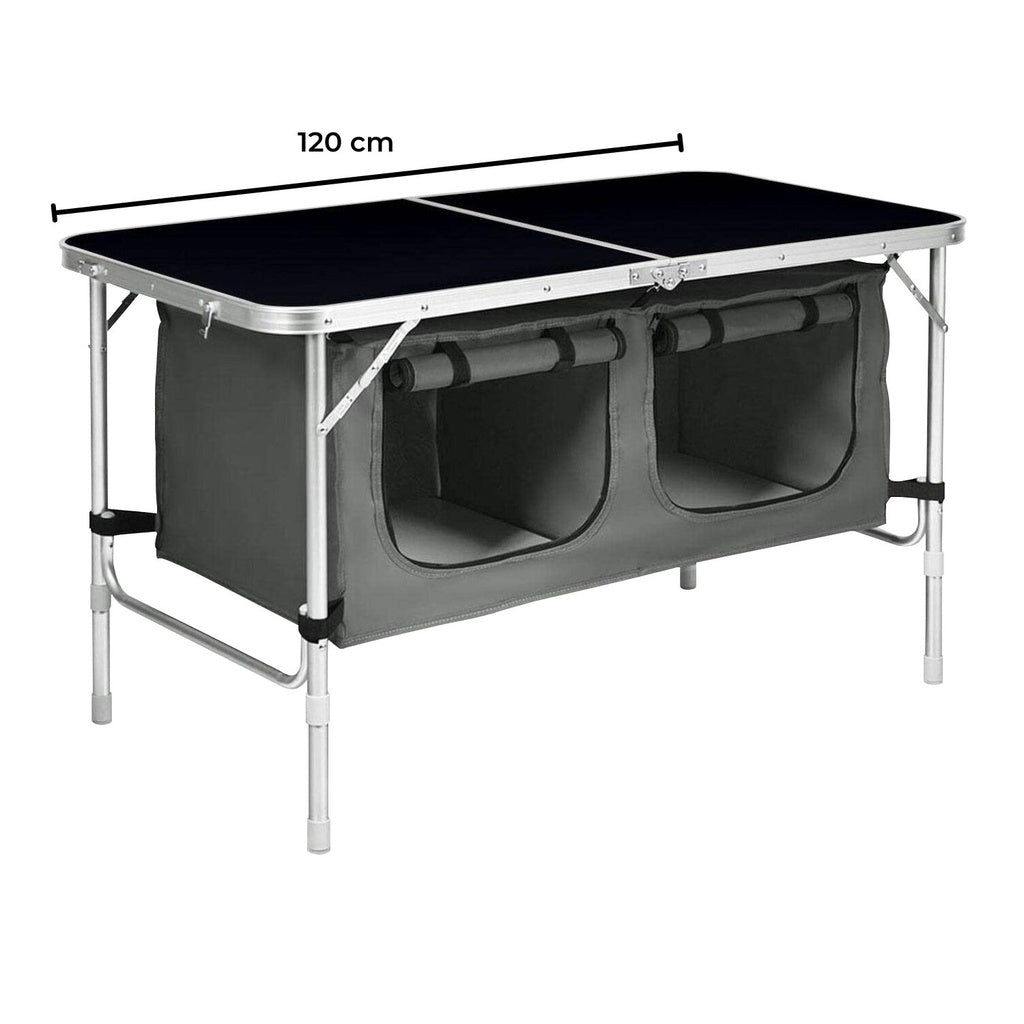 KILIROO Camping Table 120cm Black With Grey Storage Bag