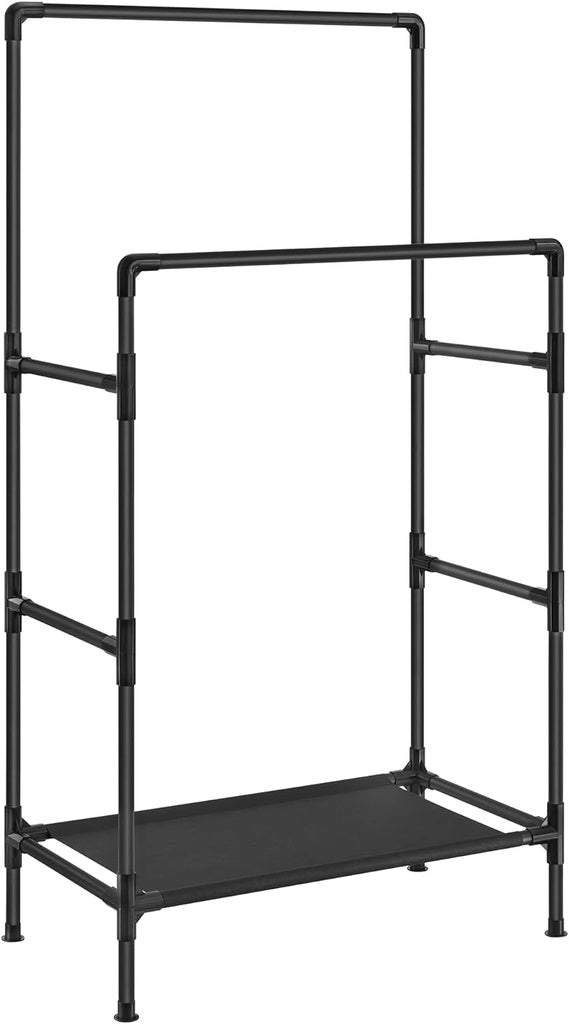 SONGMICS Metal Clothes Rack with 2 Rails Grey