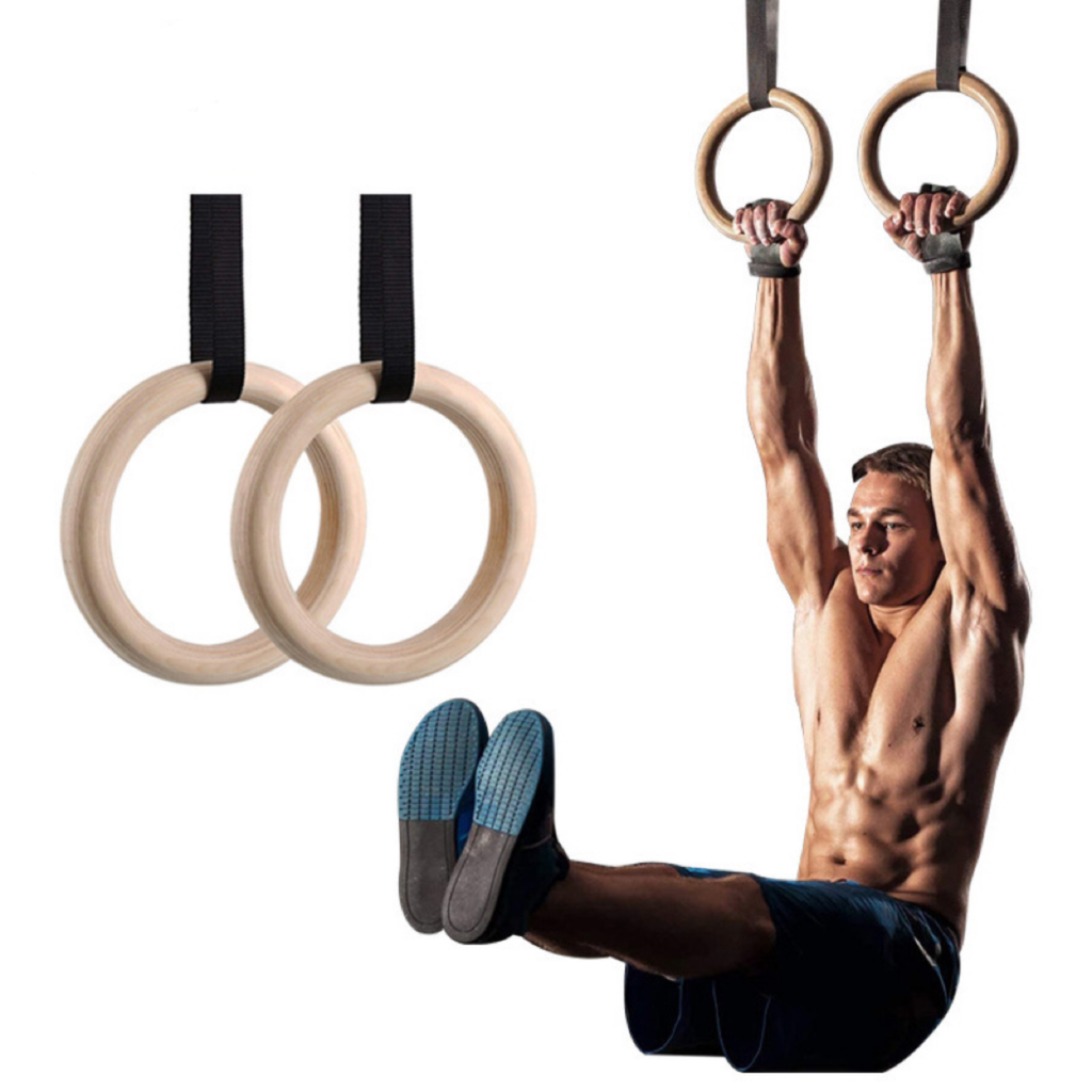 VERPEAK Wooden Gymnastic Rings with Adjustable Straps Heavy Duty Exercise Gym Rings (Wooden)