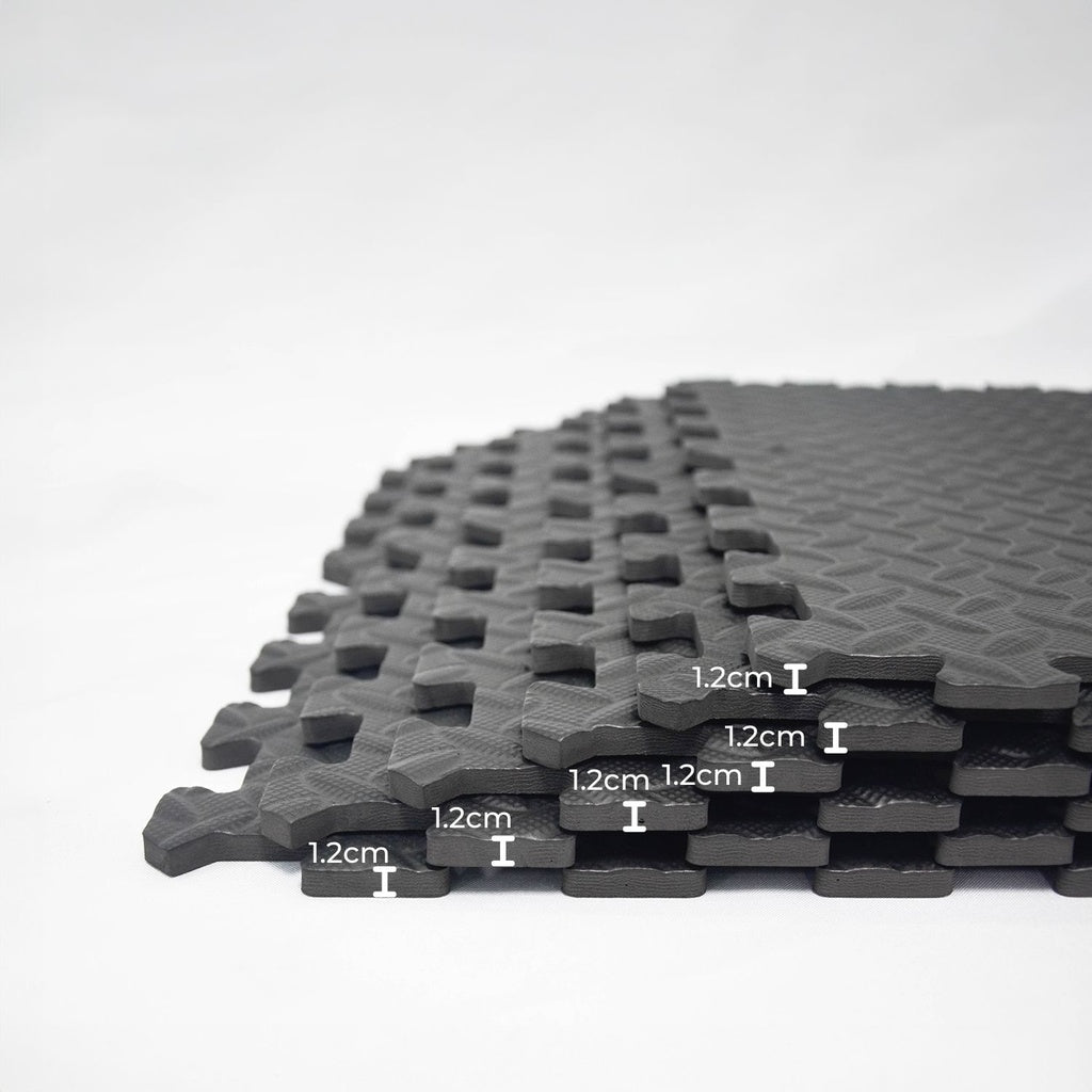 VERPEAK Puzzle Gym Mat EVA Interlocking Foam Tiles with Border (Black) VP-GMT-100-LMJ