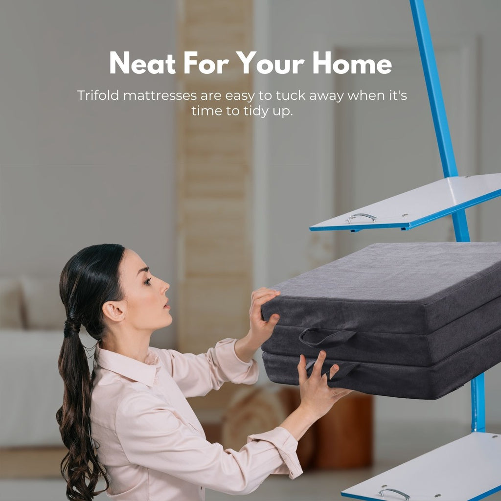 GOMINIMO 3 Fold Folding Mattress Double Light Grey