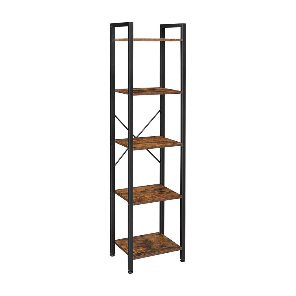 VASAGLE 5 Tier Bookshelf Rustic Brown and Black