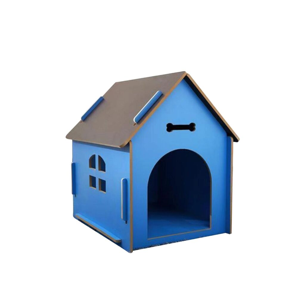 Floofi Wooden Pet House Without Door (XL Blue)