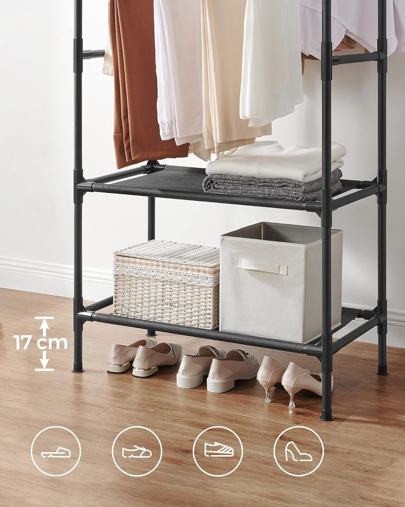 SONGMICS Metal Clothes Rack with 2 Rails Grey