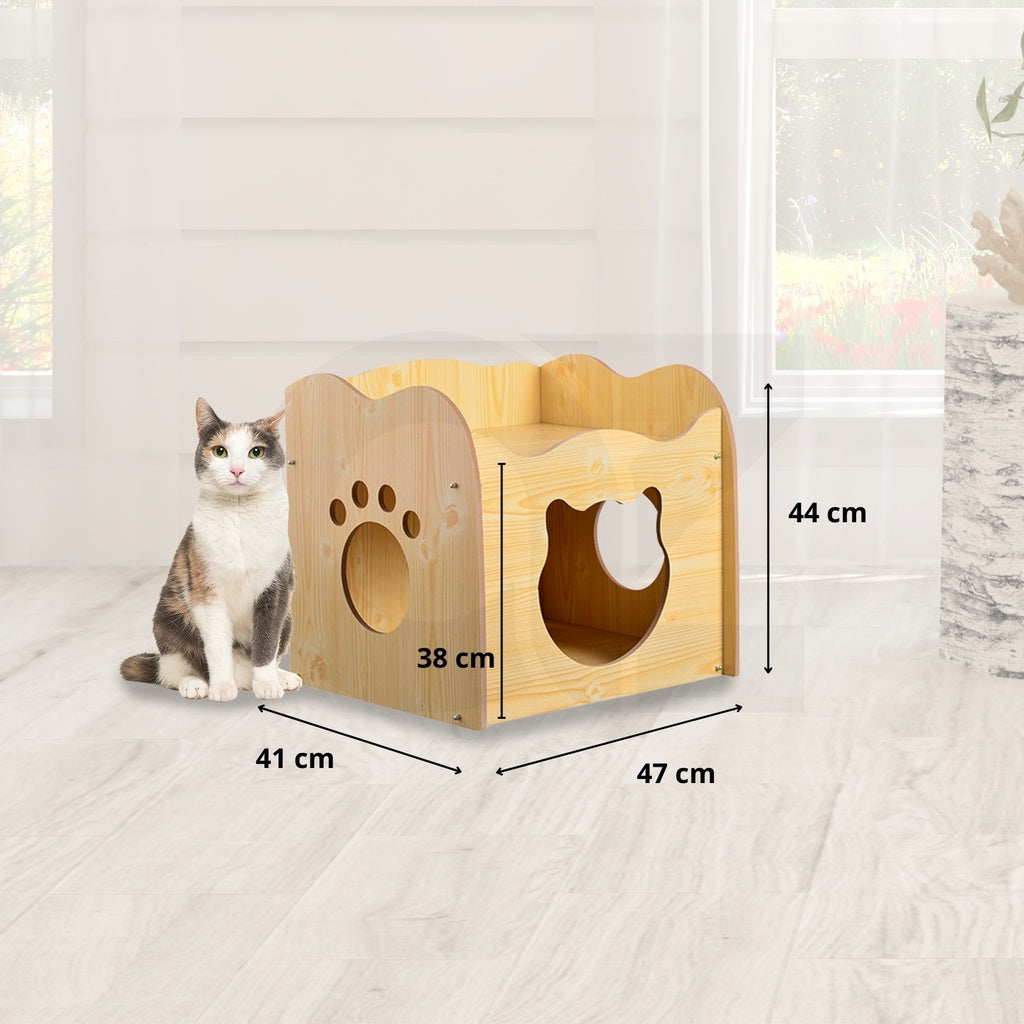 Floofi Pet House Wooden Cat Paw Shape Hole (Yellow)