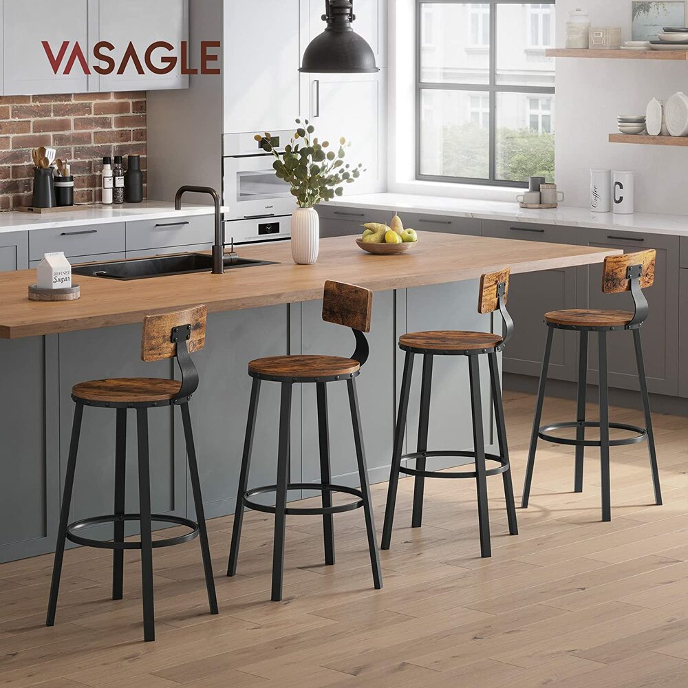 VASAGLE Tall Bar Stools (Set of 2)