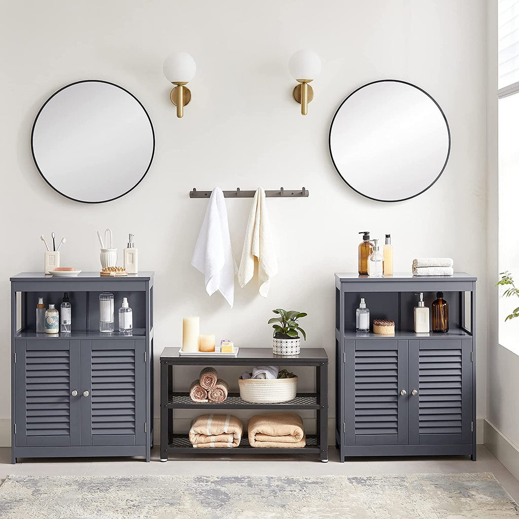 VASAGLE Floor Cabinet with Shelf and 2 Doors Gray