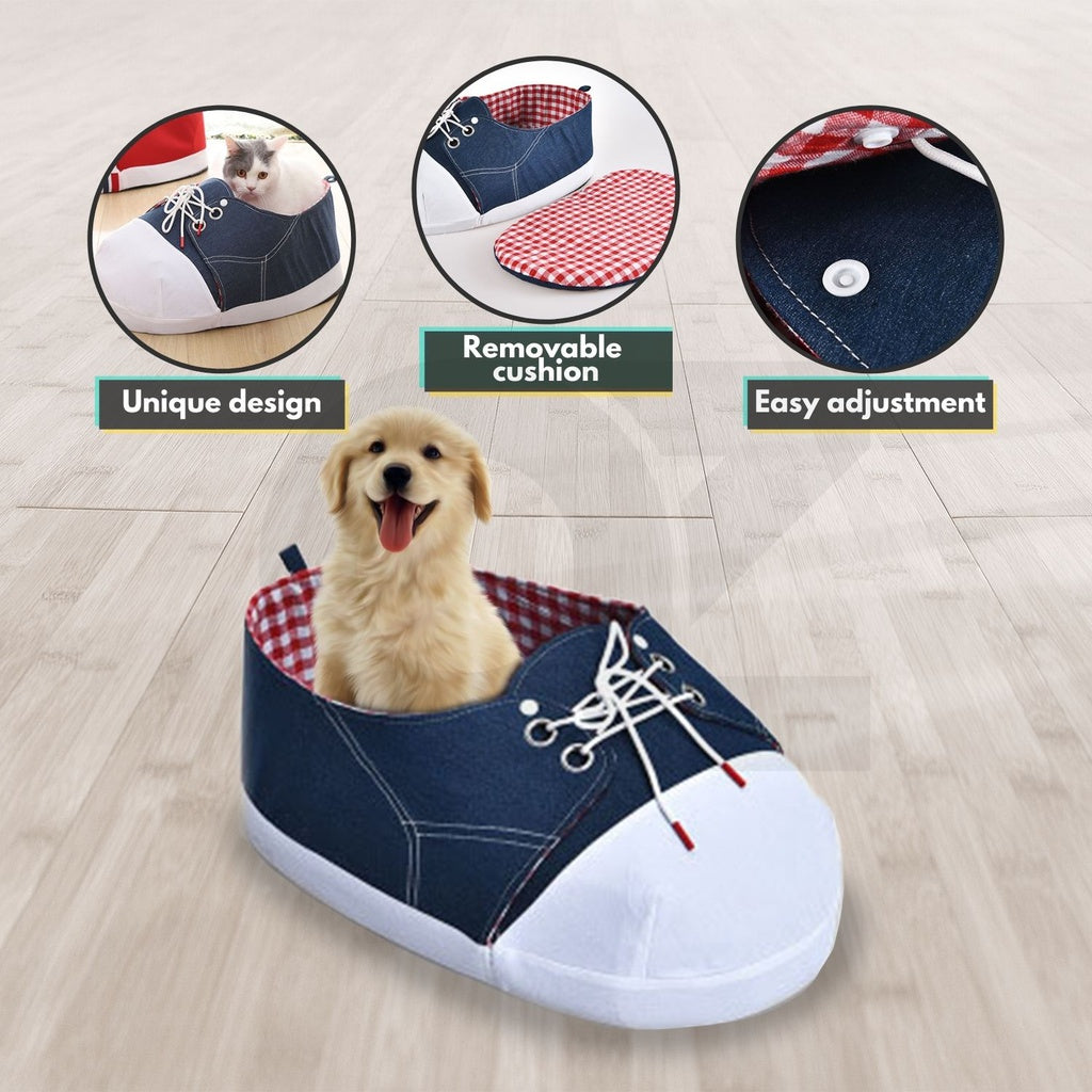 Floofi Pet Bed Shoe Shape (M Blue)