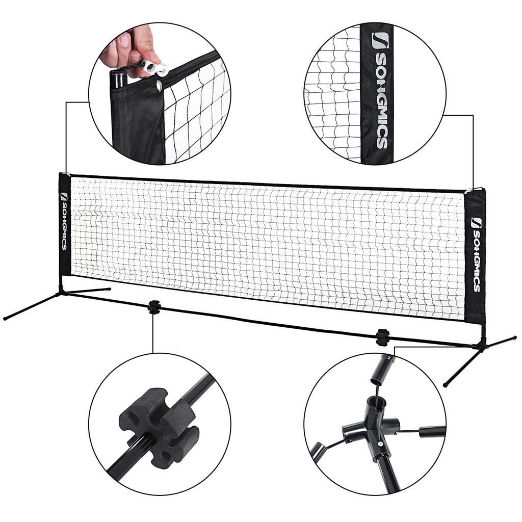 SONGMICS 3m Portable Tennis Badminton Net Black