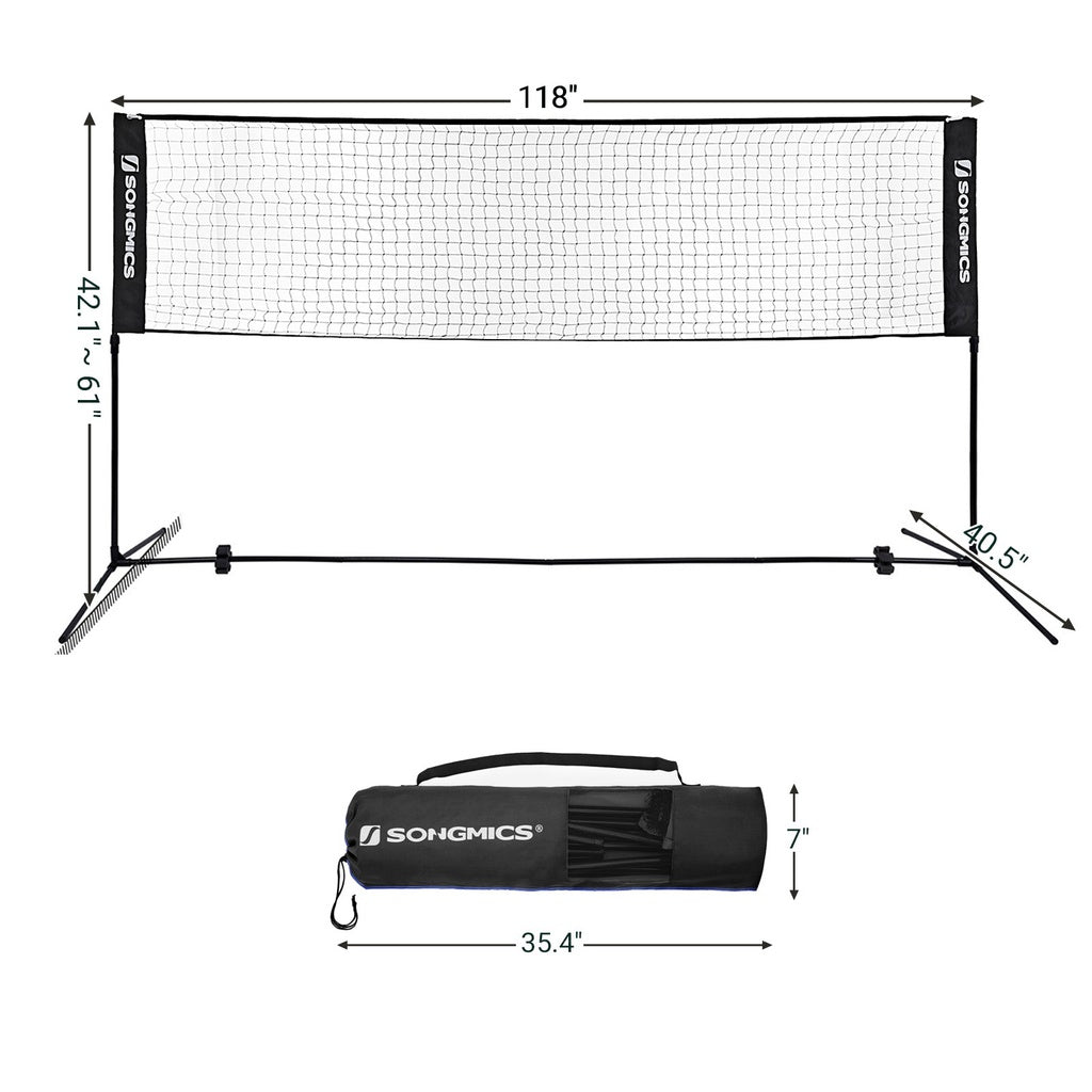 SONGMICS 3m Portable Tennis Badminton Net Black