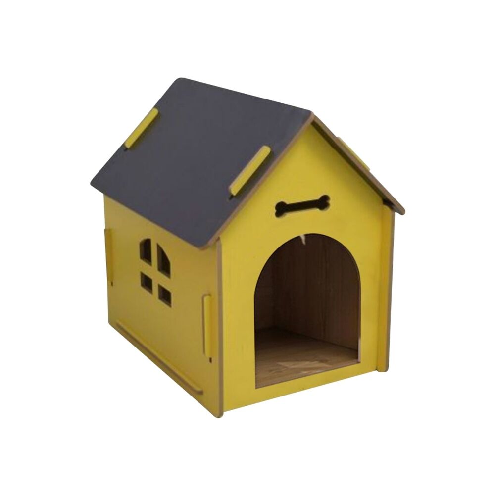 Floofi Wooden Pet House Without Door (XL Yellow)