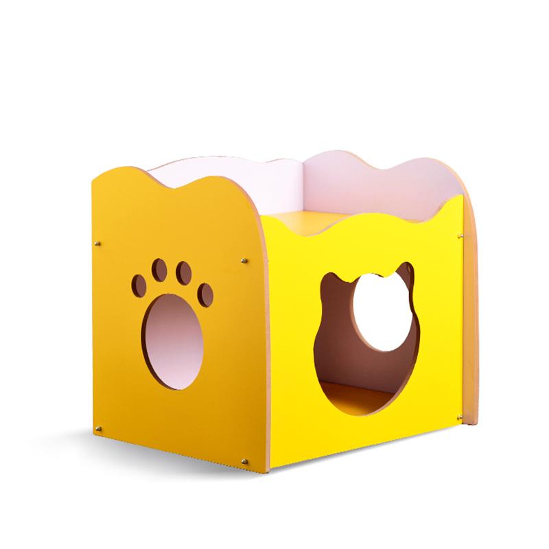 Floofi Pet House Wooden Cat Paw Shape Hole (Yellow)