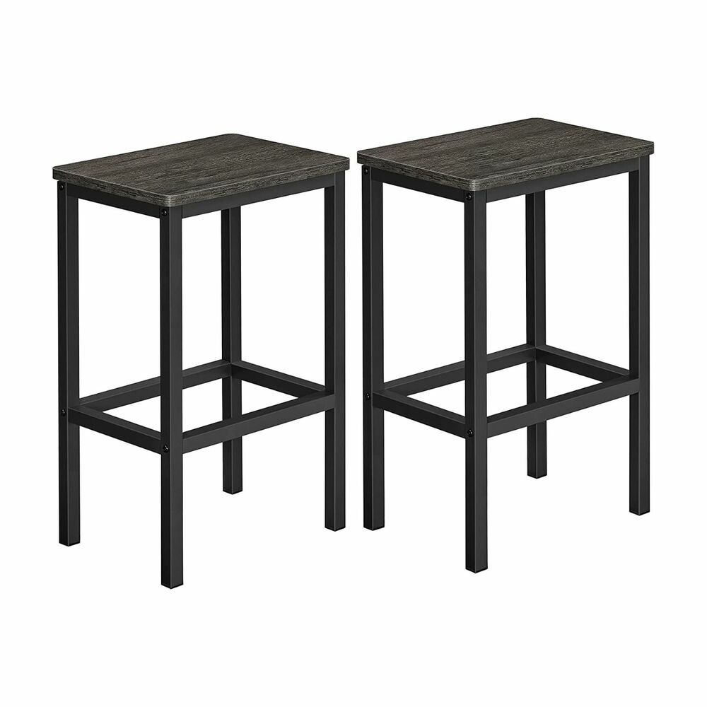 VASAGLE  Set of 2 Kitchen Bar Chairs Charcoal Gray