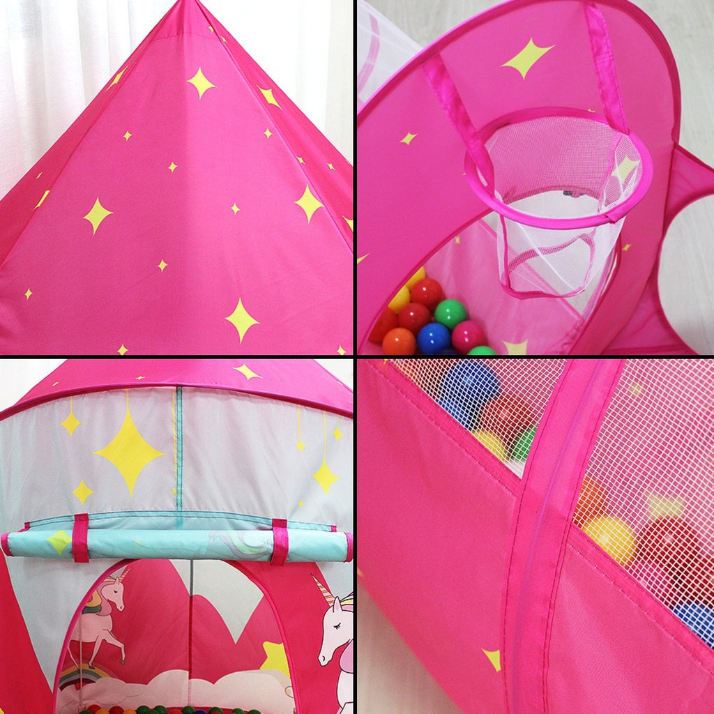 GOMINIMO 3 in 1 Unicorn Style Kids Play Tent - Pink