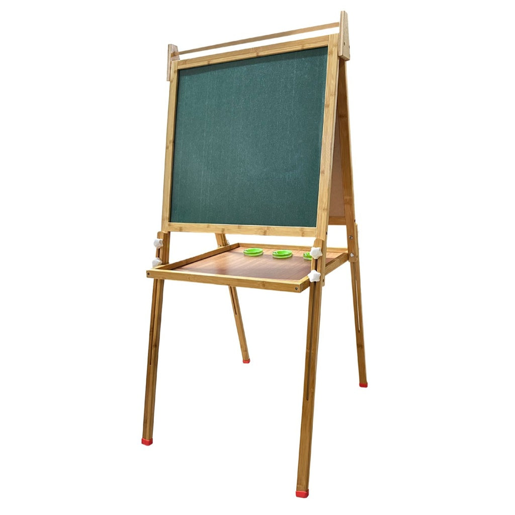 GOMINIMO Bamboo Kids Dual-Sided Art Easel with Painting and Drawing Accessories