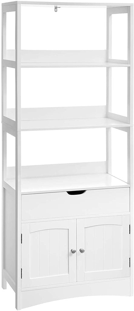 VASAGLE Floor Cabinet with Drawer, 3 Open Shelves and Double Doors