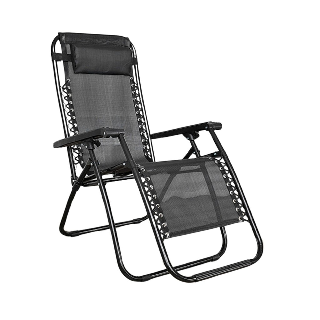 KILIROO Reclining Sun Beach Deck Lounge Chair Outdoor Folding Camp Rest Black