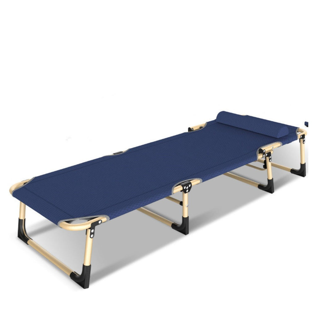 KILIROO Folding Camping Cot Bed 600D Oxford Fabric with Removable Pillow, Navy Blue