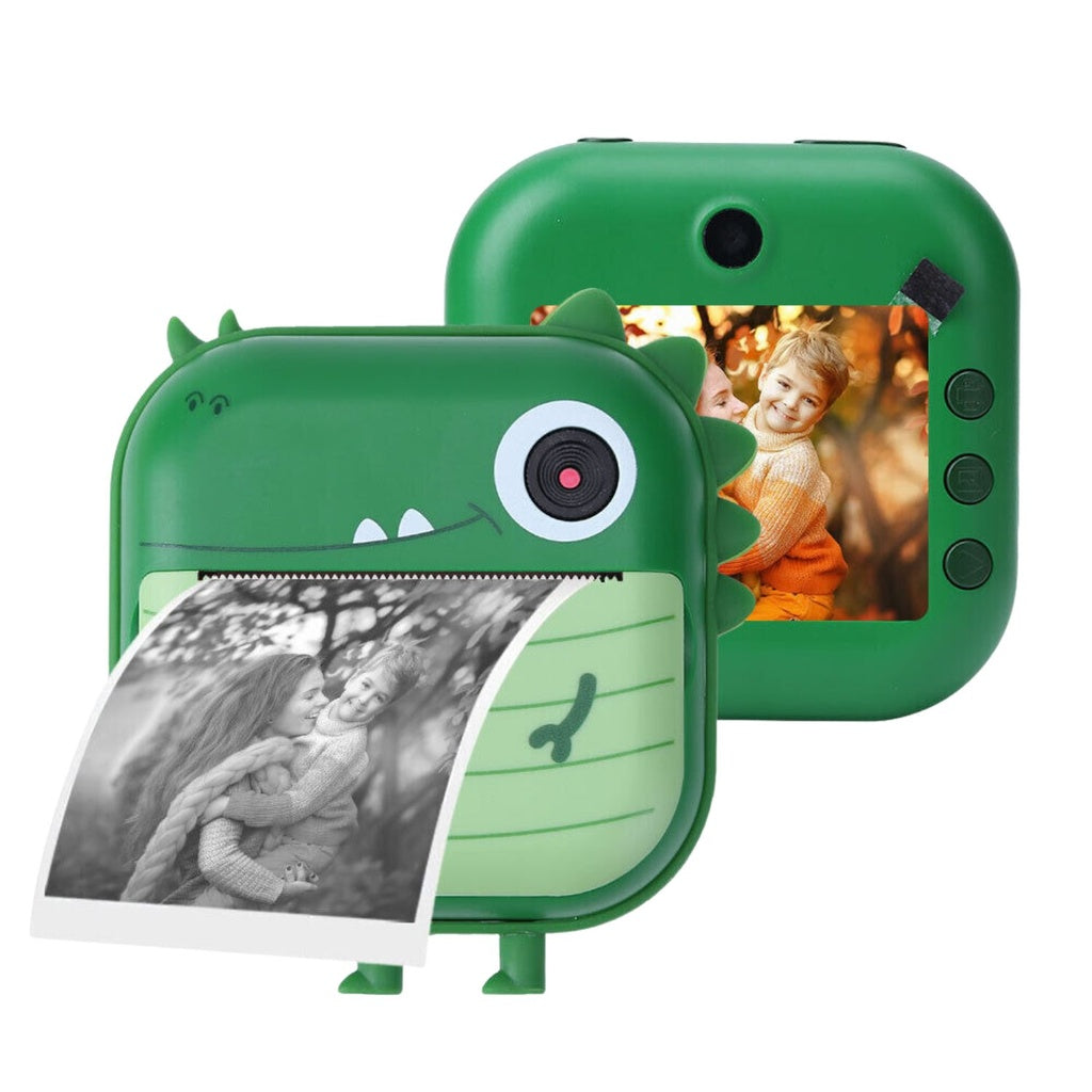 GOMINIMO Instant Print Camera for Kids with Print Paper and 32GB TF Card (Dinasour)