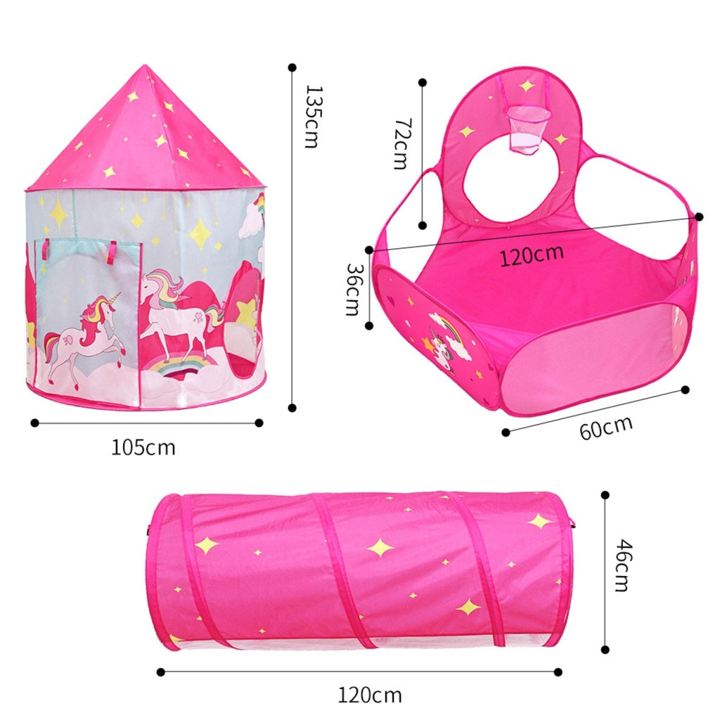 GOMINIMO 3 in 1 Unicorn Style Kids Play Tent - Pink