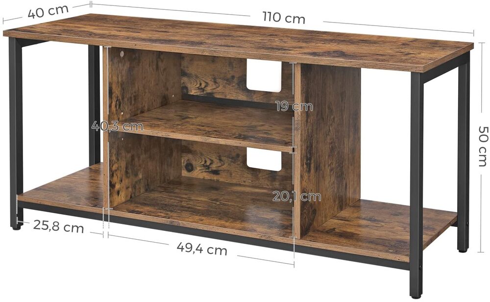 VASAGLE 110cm Entertainment Unit with Open Storage