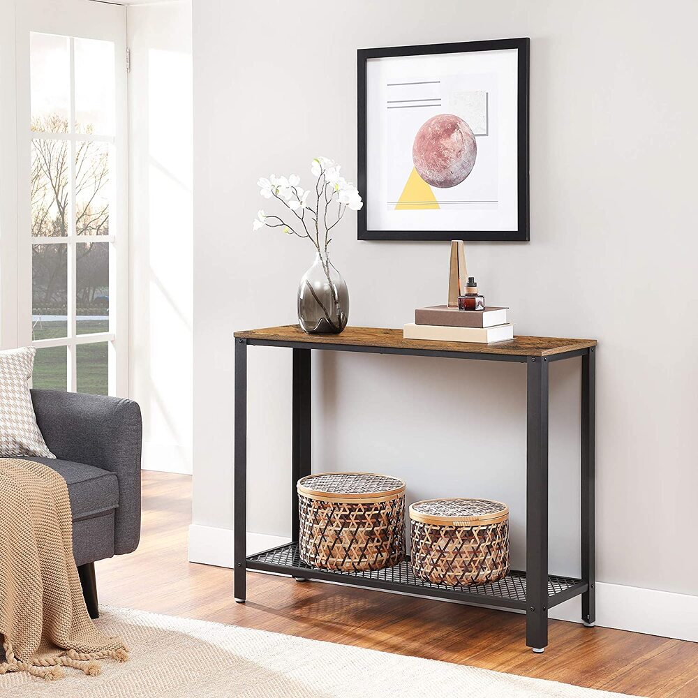 VASAGLE Console Table Rustic Brown and Black