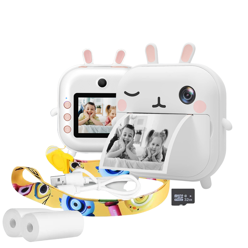 GOMINIMO Instant Print Camera for Kids with Print Paper and 32GB TF Card (Rabbit) GO-IPC-103-YMS