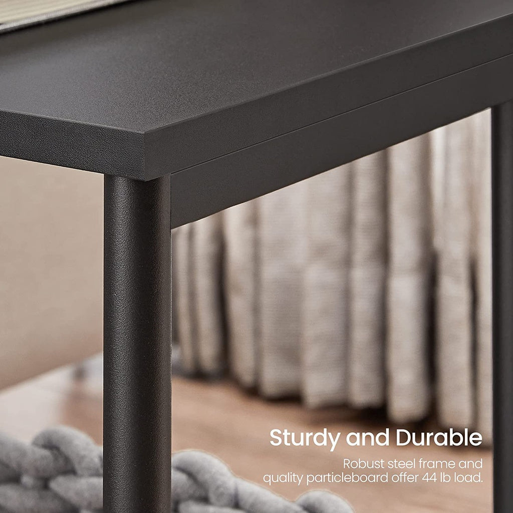 VASAGLE Side Table Set of 2 Charcoal Gray and Black with Storage Shelf