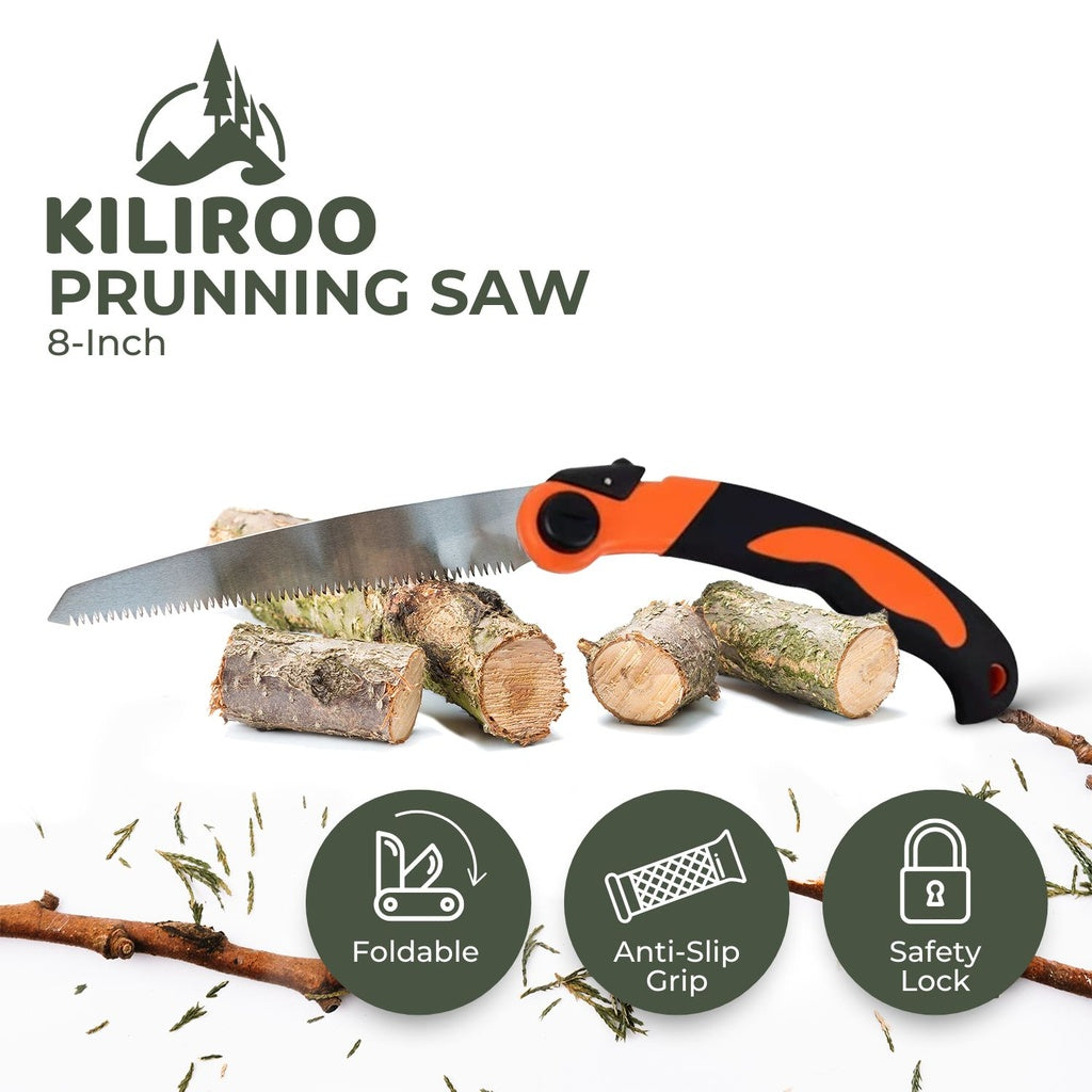 KILIROO Camping Flip Saw 8-Inch Blade Tree Trimming Foldable Pruning Hand Saw