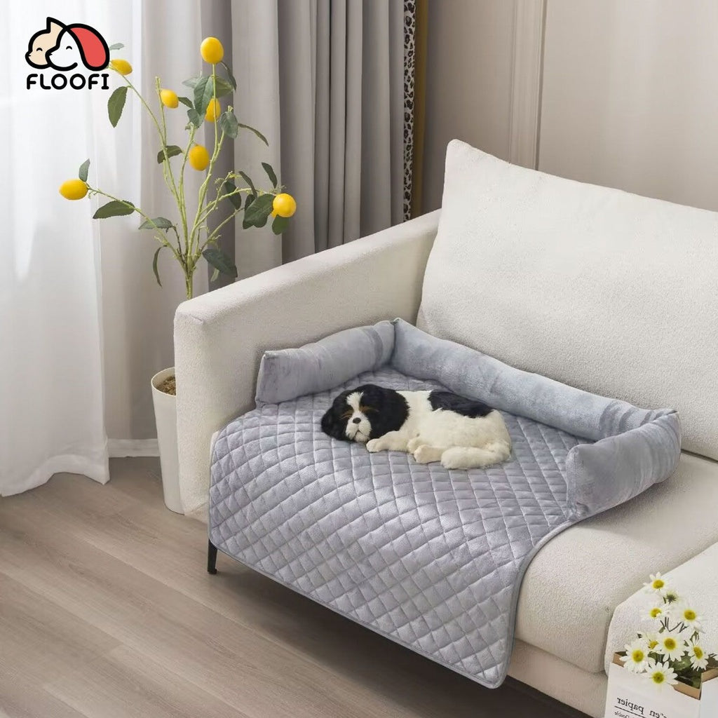 FLOOFI Pet Sofa Cover with Bolster M Size (Light Grey)