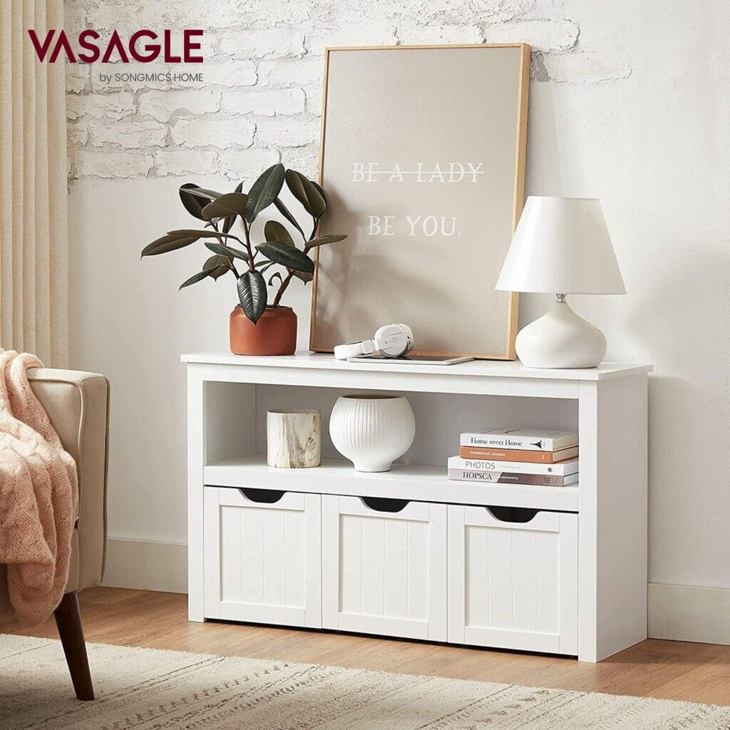 VASAGLE Storage Bench with Shelf and 3 Drawers