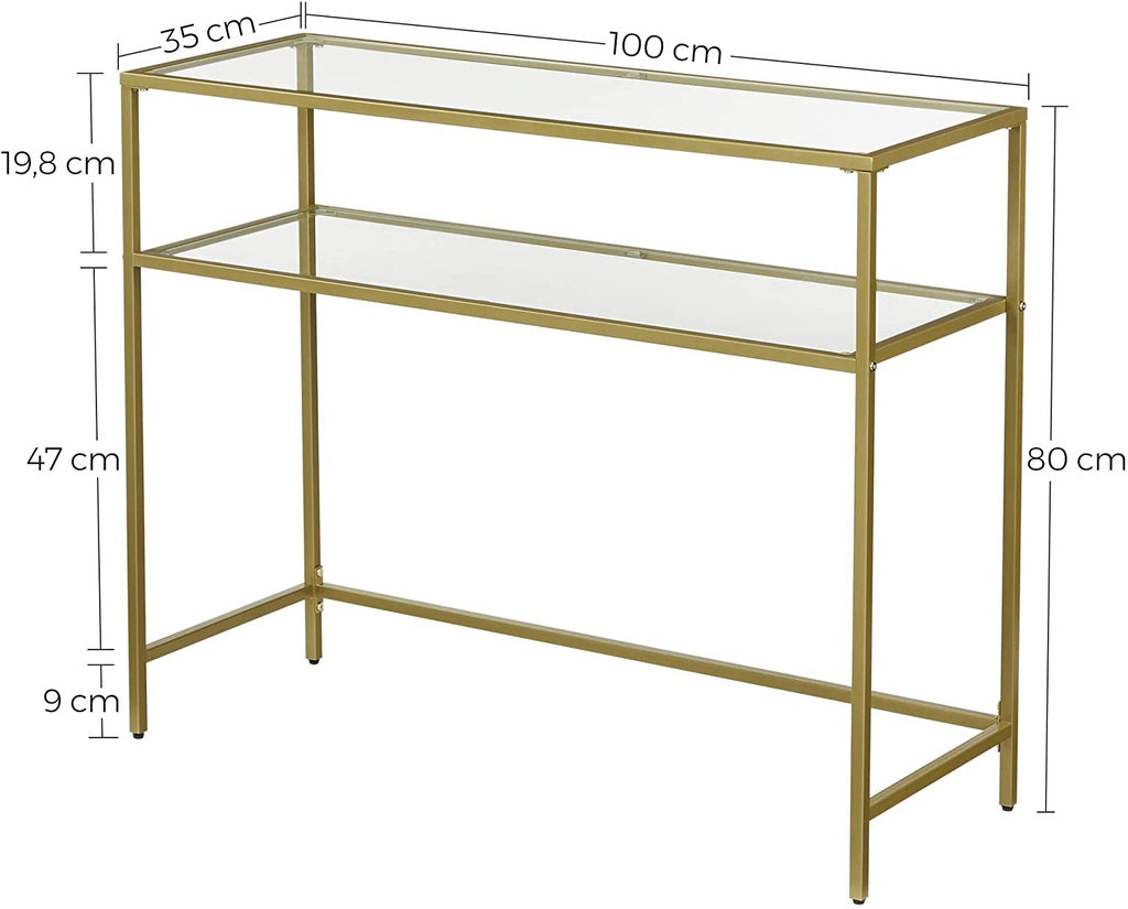 VASAGLE Tempered Glass Console Table with Storage Shelf