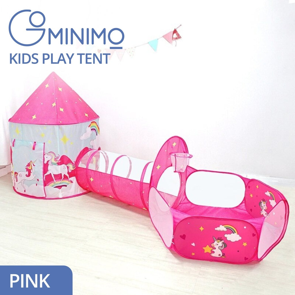 GOMINIMO 3 in 1 Unicorn Style Kids Play Tent - Pink