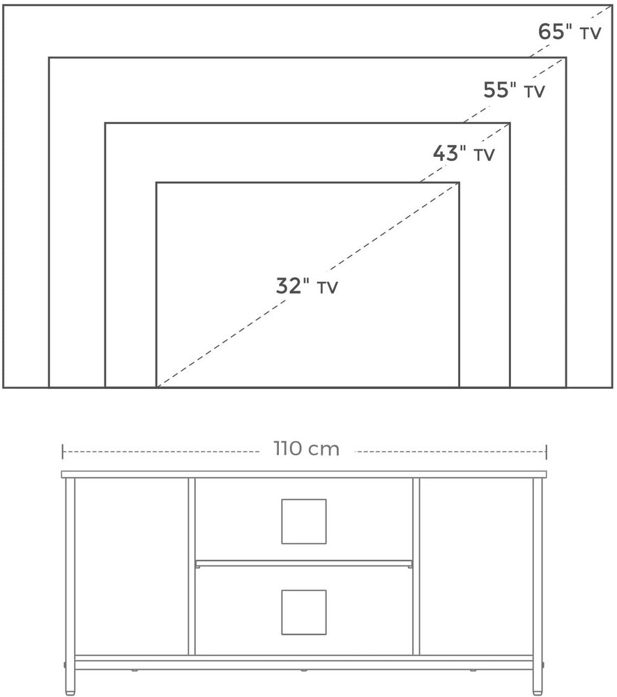 VASAGLE 110cm Entertainment Unit with Open Storage