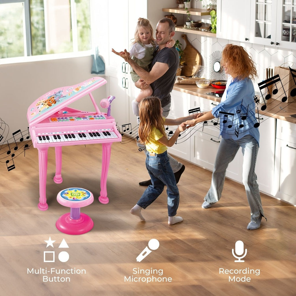 GOMINIMO Kids Electronic Piano Keyboard Toy with Microphone and Chair (Pink) GO-MAT-102-XC