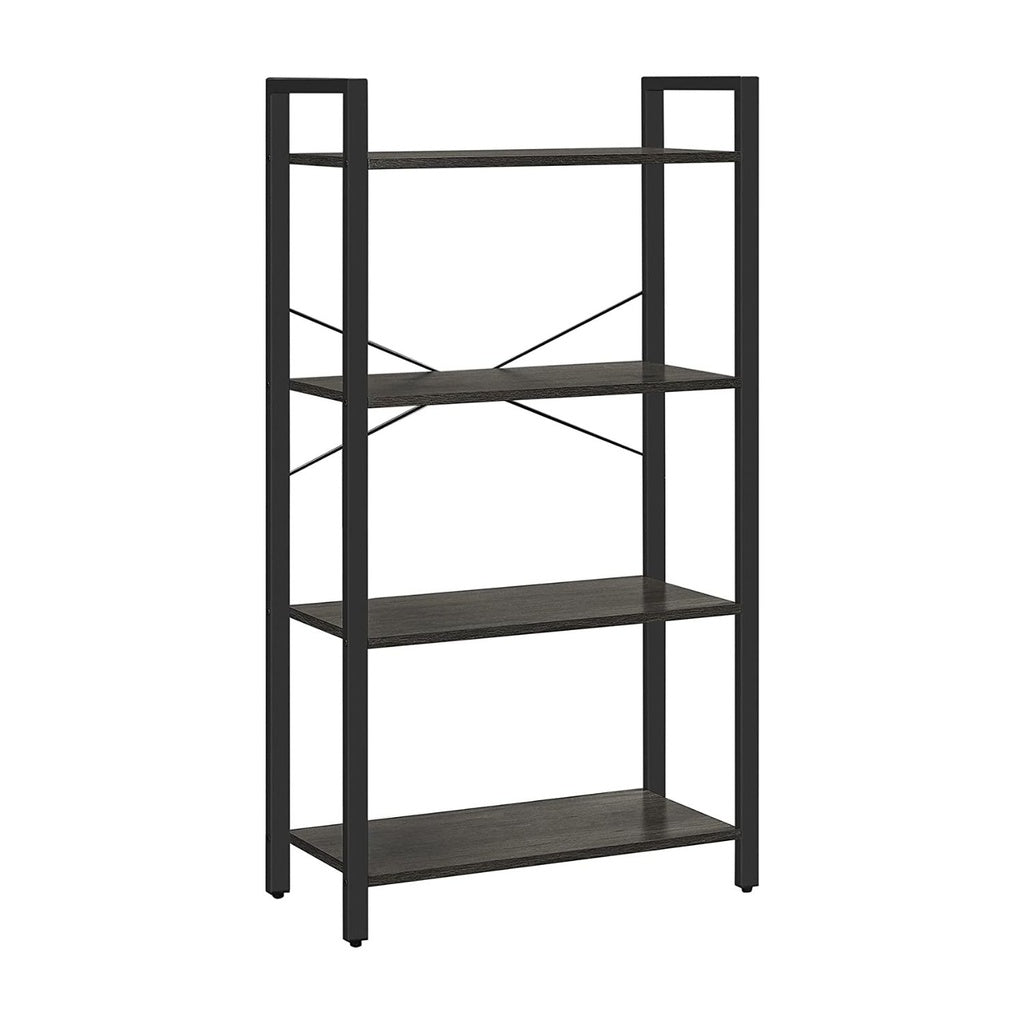 VASAGLE 4 Tier Bookshelf Charcoal Grey and Black