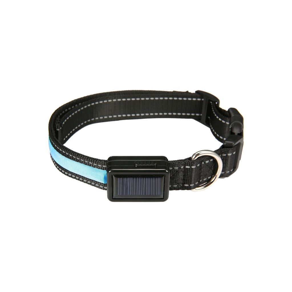 Floofi Solar USB Rechargable LED Dog Collar (M Blue)