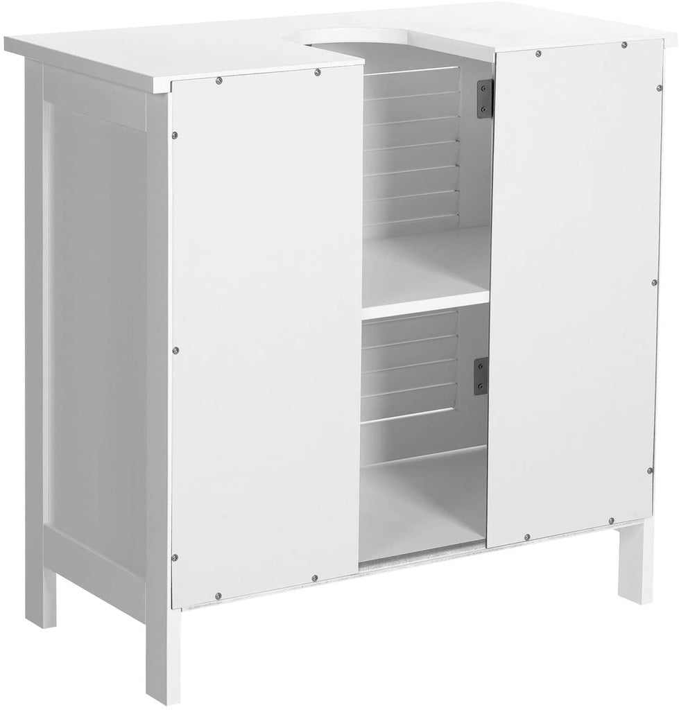 VASAGLE Under Sink Cabinet Cupboard with 2 Louvered Doors White