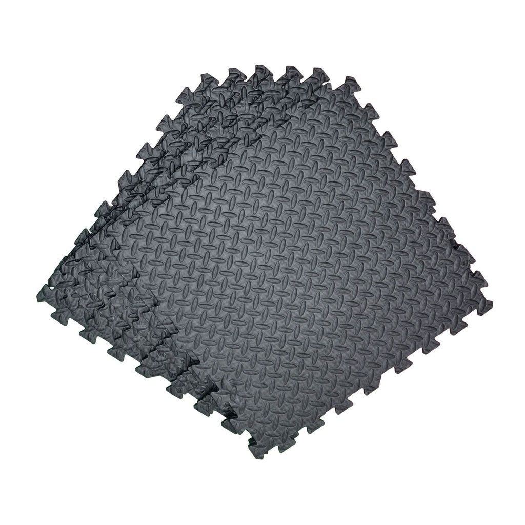 VERPEAK Puzzle Gym Mat EVA Interlocking Foam Tiles with Border (Black) VP-GMT-100-LMJ