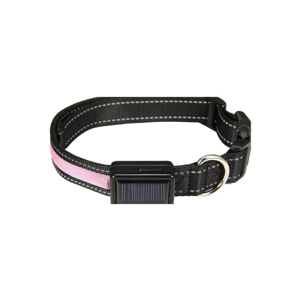 Floofi Solar USB Rechargable LED Dog Collar (M Pink)