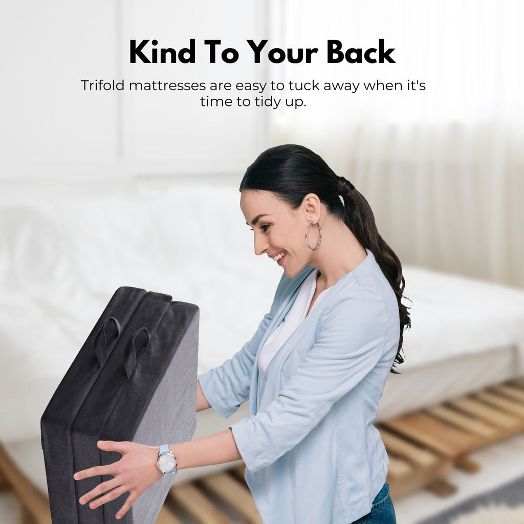 GOMINIMO 3 Fold Folding Mattress Double Light Grey